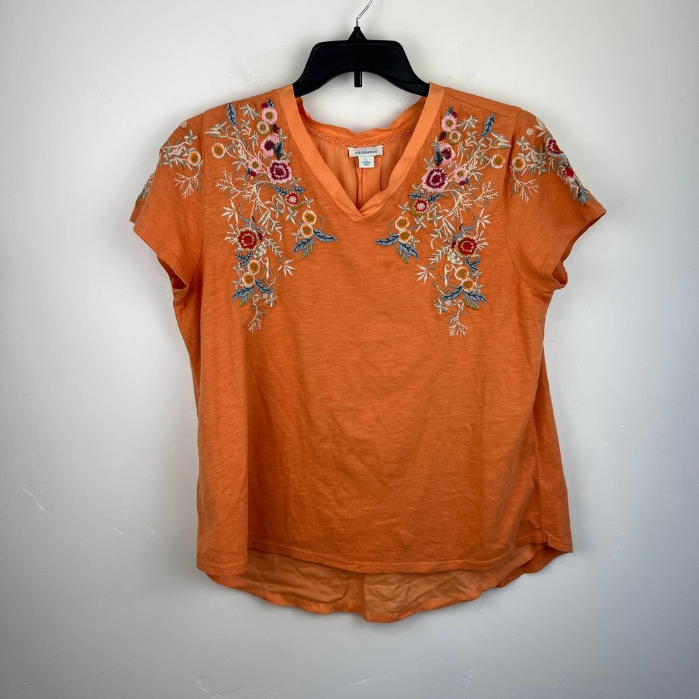 Sundance Orange Embroidered Blouse